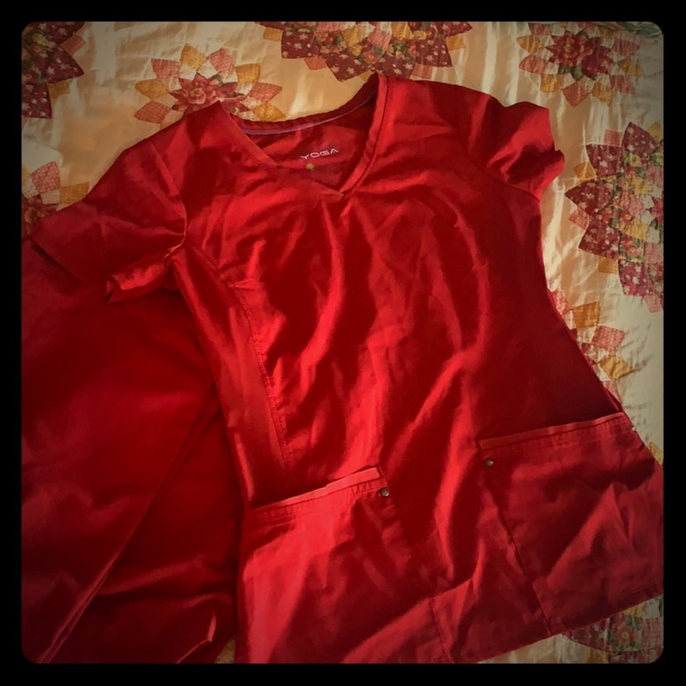 Purple label yoga scrubs by healing hands- Red